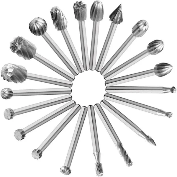 20 stk roterende freser, HSS roterende freser freser bits verktøy trebearbeiding fresing tilbehør roterende verktøy 3mm skaft for Dremel