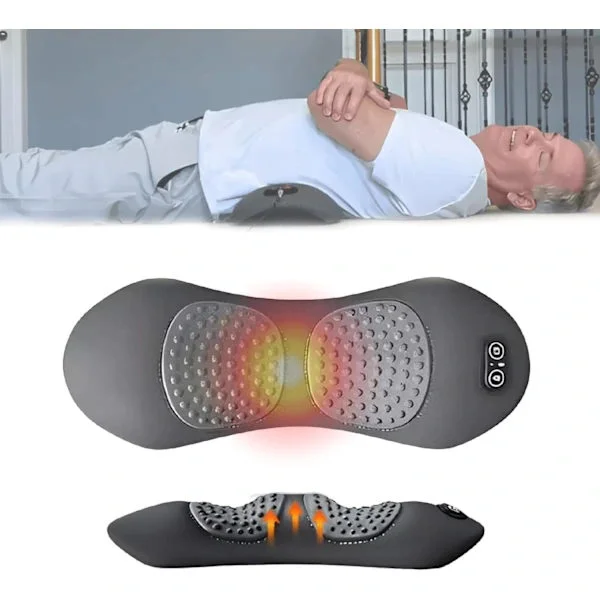 3-i-1 Rygterapi, Rygmassage, Iskias Massage med Træk, Bærbar Dybtvævs Vibration til Nakke Skulder Ryg (Grå)