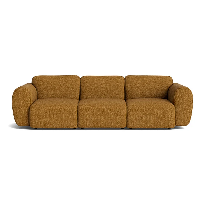 Friday 3 personers sofa - Raisa Gul - 276x94x78cm - Sofa, komfortabel 3 personers sofa i Massivt træ, chipboard, PU skum og polyester