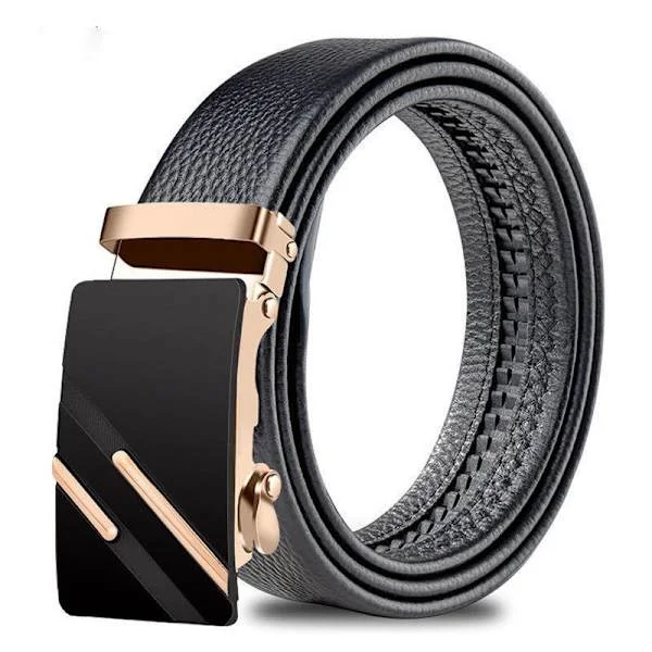 Adjustable Men's Leather Belt - Automatic Ratchet Leather Belt for Men, Perfect for Business and Everyday Use