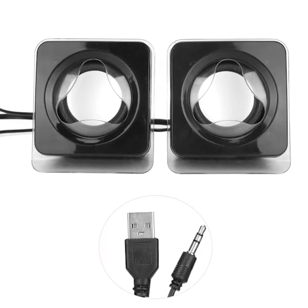 Par Mini USB2.0 Högtalare Dator Laptop Skrivbord Trådbunden Stereo Musik Högtalare Svart 0.2