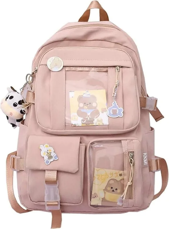 Kawaii Backpack Cute Backpack Cute Aesthetic Backpack for School (Pink, ONE SIZE) (DRF-1287)