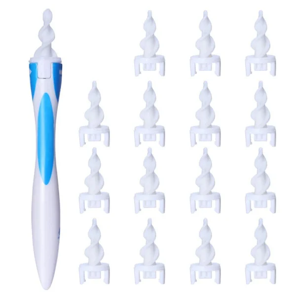 Smart Swab Öronvaxborttagare med 16 silikonhuvuden och skruvfunktion