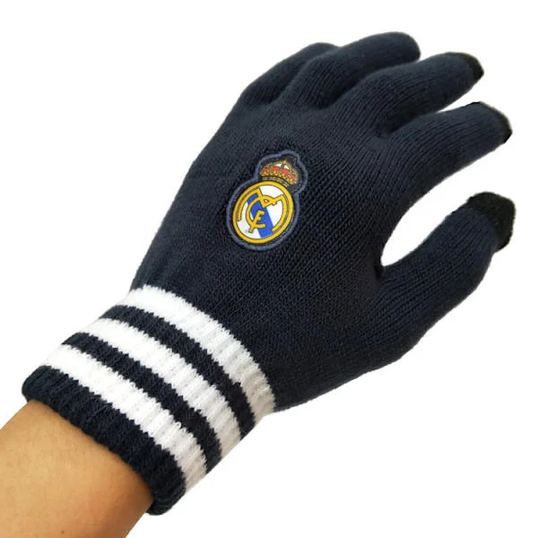 Fotbollslagslogotyp fanmerchandise, fleecefodrade handskar med pekskärmsfunktion, träningshandskar och värme.