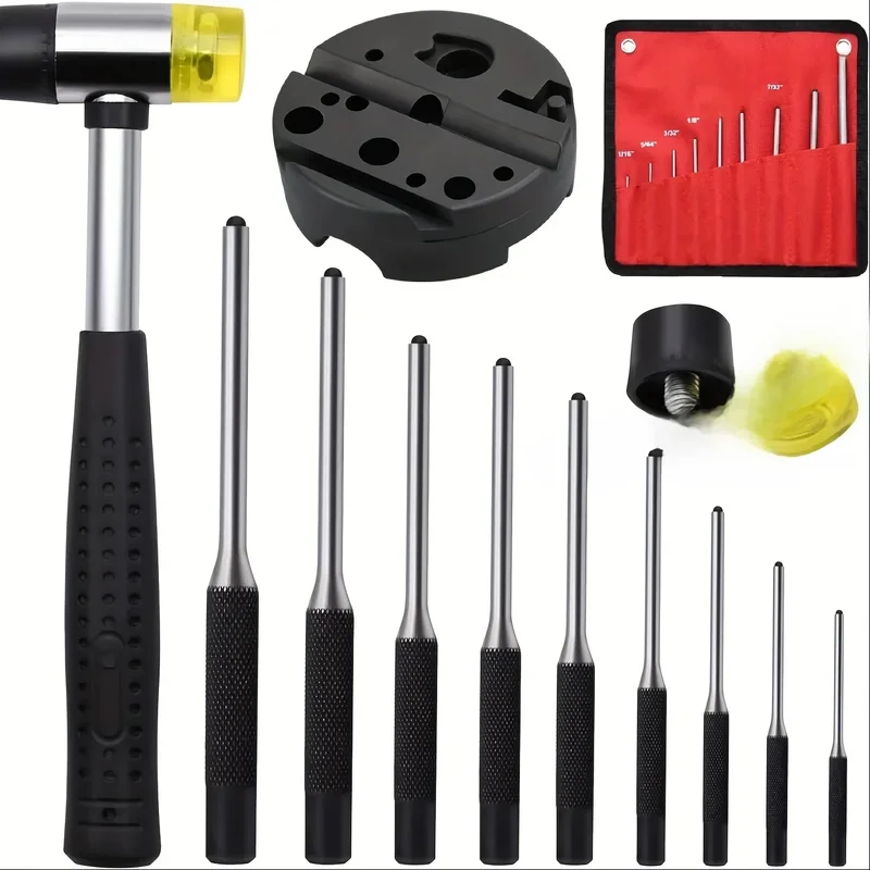 AliExpress - Roll Pin Punch Set mit Aufbewahrungstasche Smithing Punch Entfernen von Reparaturwerkzeugen mit Bankblock-Stiftstanzen und Hammer