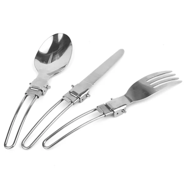 3st/set Knivgaffel Sked Camping Bestickset Rostfritt stål Bärbar hopfällbar servisset