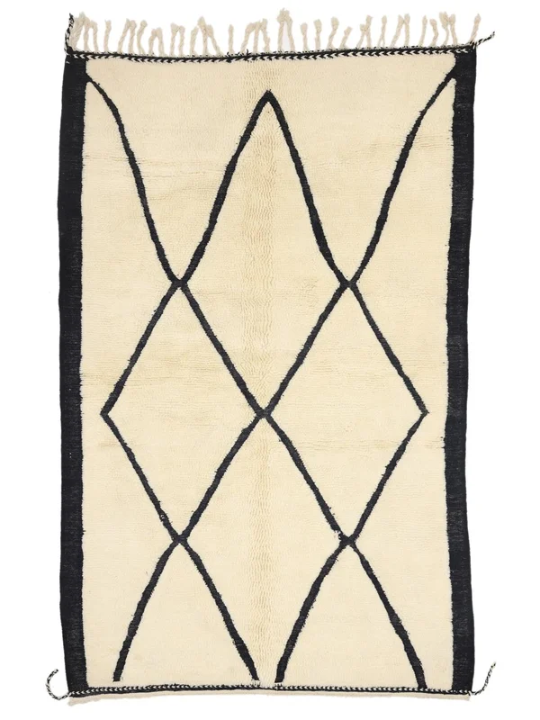 Berber Moroccan - Beni Ourain Håndknyttet 168X266 Teppe Oransje/Svart
