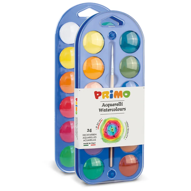 Primo Vandfarver 24-sæt Ø30 + pensel