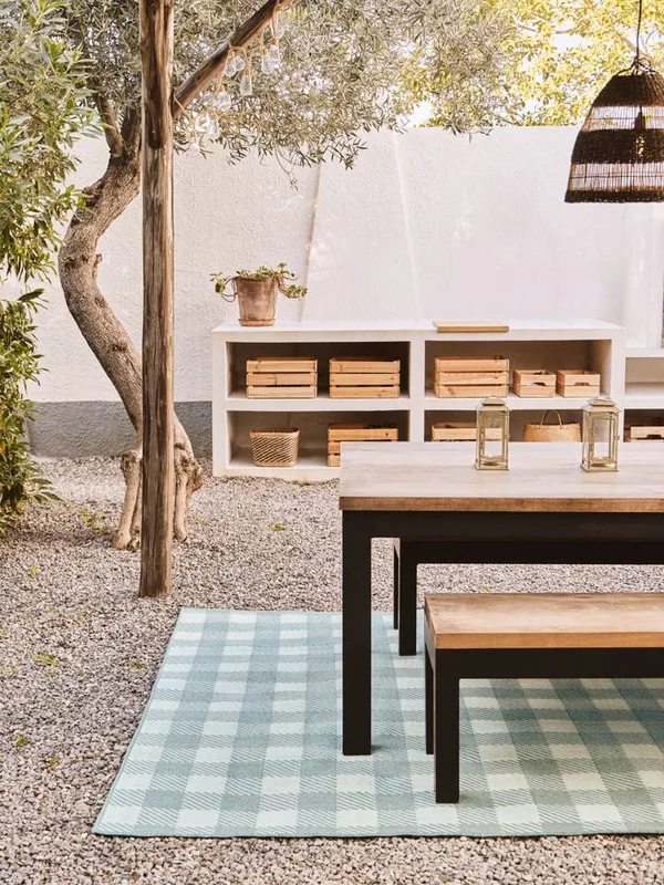 Gingham Tvättbar 160X230 Ljusgrön/Vit Rutig Matta
