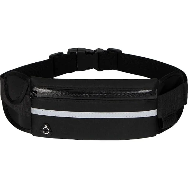 Running Belt Waist Bag, Ultralight Stretch Fitness Sports Belt Women Men Sports Waist Bag for All Types of Phones (Black)