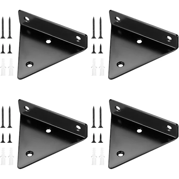 4-pack flytande hyllfästen, osynliga triangulära väggfästen, dolda väggfästen för hyllor, svarta-XF4-