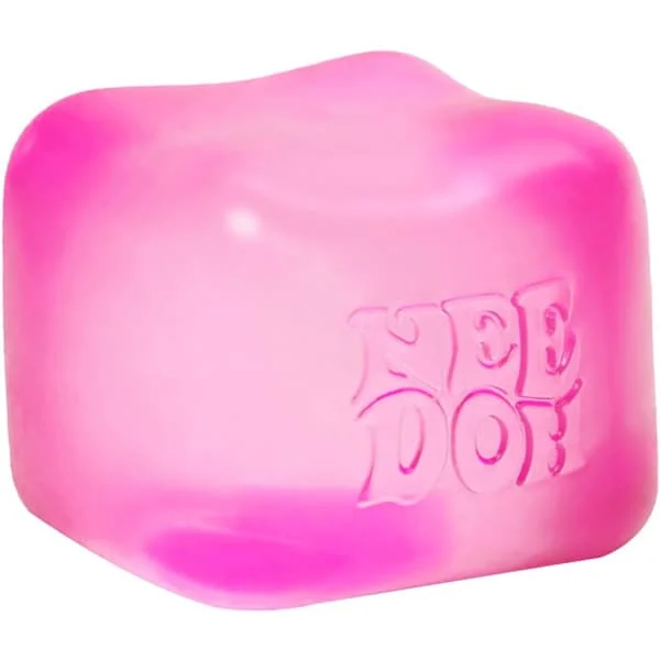 NeeDoh NiceCube - Large Squeezable Ice Cube Fidget Toy for Kids, Sensory Fidgets in Multi-Colored Pink