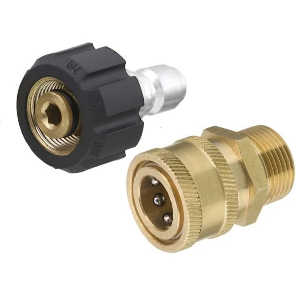 Højtryksrenser tilbehør, Tool Daily Højtryksrenser Adapter Kit, Quick Connect Kit, M22 14mm til M22 Metrisk Fitting, 5000 PSI