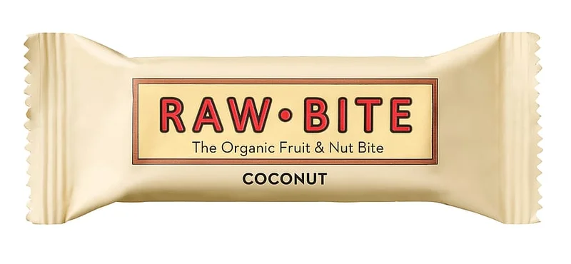 2 for 40 kr., Rawbite Frugt- og nøddebar Glutenfri Ø Coconut 50 g, Helse & Madvarer, Snacks, Barer