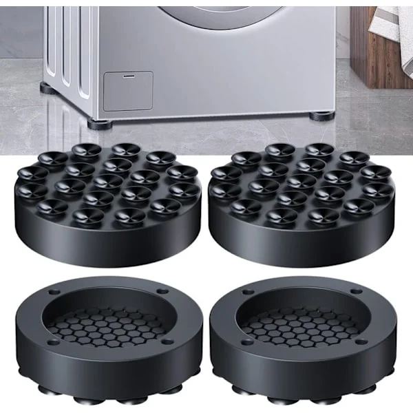 Set med 4 vibrationsdämpare för tvättmaskiner - Halkfria mattor för tvättmaskiner - Antivibrationsmattor - Halkfria mattor för tvättmaskiner