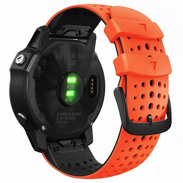 Quickfit 26mm Silikon Mjuk Sport Vattentät Andningsbar Armband för Garmin Fenix 5X Plus, Fenix 6X Pro/Sapphire, Enduro, Tactix Bravo (D)