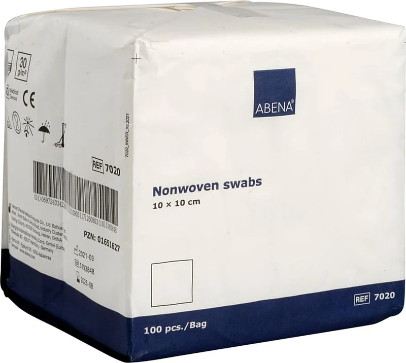 Abena Nonwoven Kompres 4-Lags 10x10cm 100 stk., Medicin & Pleje, Sårpleje, Forbinding