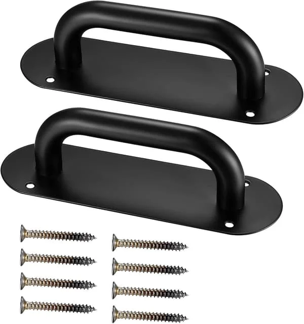 Set med 2 ladugårdsdörrhandtag med bakplattor, draghandtag med bakstift, grindhandtag, bakplatta