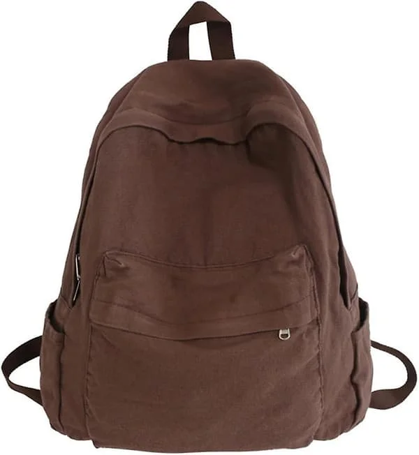 Backpack for Women Men Vintage Brown Backpack Grunge Aesthetic College Laptop Backpack Solid Color Casual Daypack Travel Backpack - brown