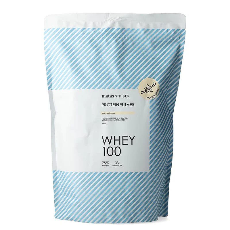 Matas Striber Whey 100 Proteinpulver Vanilje/ 1 kg, Sport & Velvære, Protein & Energi, Proteinpulver