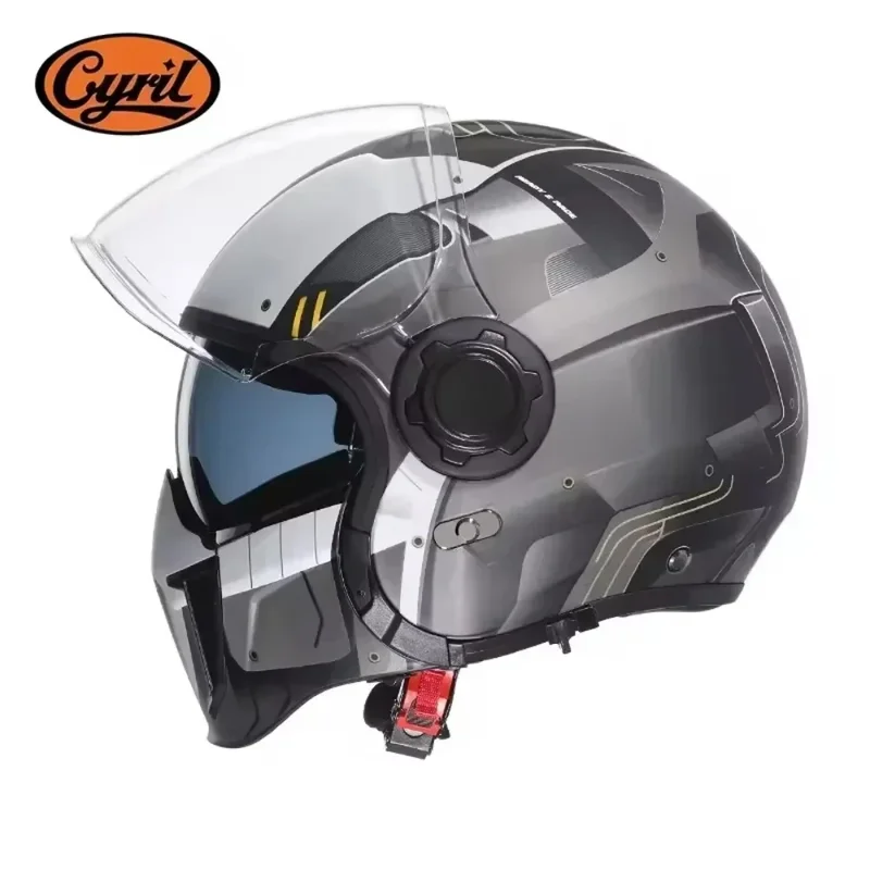 AliExpress - Casque de moto modulable à double visière, casque intégral ouvert, pour homme et femme, casque de moto rétro, homologué DOT ECE, CYRIL 