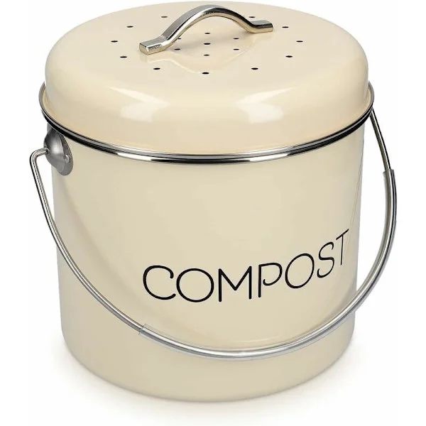 User-Friendly Compost Bin, Eco-Friendly Stainless Steel Countertop Container, Compact Design Compost Pail with Carbon Filter for Odor