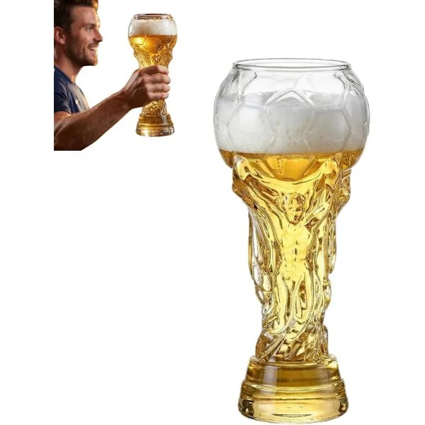 VM 2026 Trofé Ølglass 450/600/800 ml – Fotballinspirert ølglass med trofédesign – Perfekt gave til menn, pappa, bursdag og kampkveld