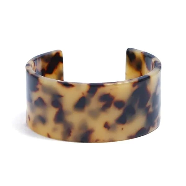Fine leopard manchetarmbånd Smykkedekor Gave til kvinder Bredt brunt manchetarmbånd skildpaddeskjold Åbent armbånd armbånd 2 mørke - 2