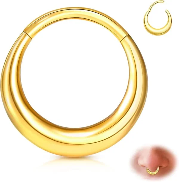 16G Septumringer Nesehoops i rustfritt stål Klikker Piercing Smykker Sølv/Gull Brusk Helix Tragus Kropp for Kvinner Menn 8mm 10mm Gull-A 16G-8mm
