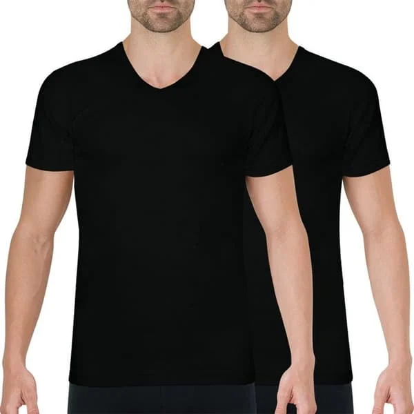 Set om 2 V-ringade t-shirts för män i ekologisk bomull Athena