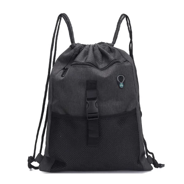 Drawstring Backpacks for Women and Men, Drawstring Bags with Mesh Pockets, Waterproof, USB Charging Port, Tote Bag for Work, School, Yoga, Gym...