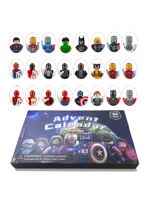 AliExpress - 24 Teile/satz Disney Advent Kalender Für Kinder Anime Figur Spiderman Iron Man The Avengers Bausteine Spielzeug Jungen Weihnachten 
