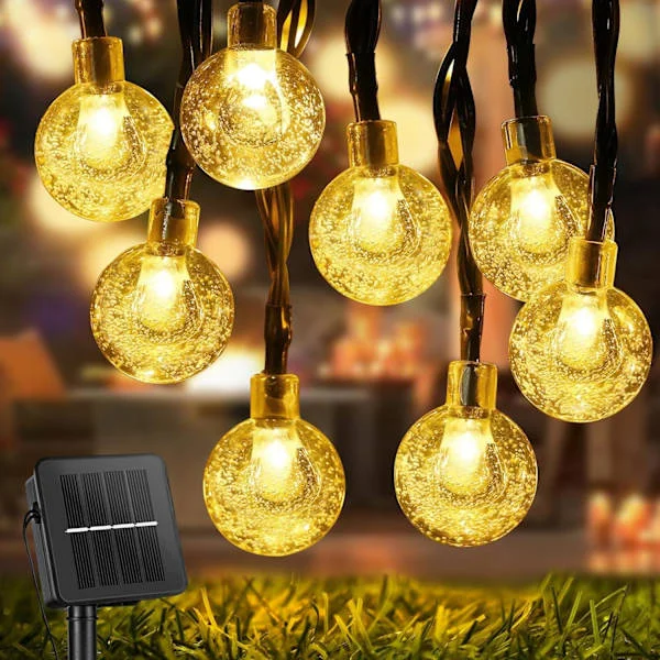 Solcelle Lyslenke Utendørs, 11M 60LED Utendørs Lyslenke, 8 Moduser IP65 Vanntett Utendørs Lyslenke