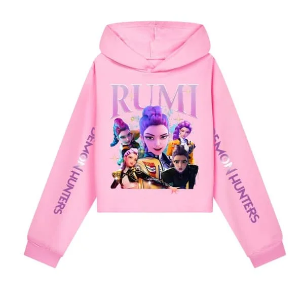 Girls K-POP Demon Hunter Hoodie Pink-FA- Pink Pink 160cm