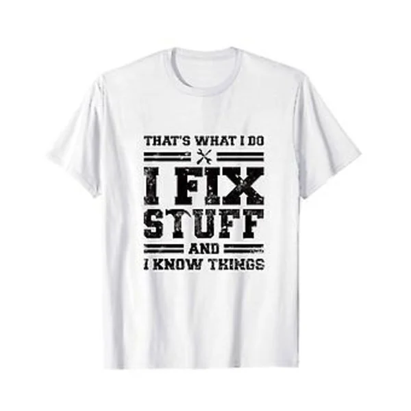Morsom mekaniker Jeg fikser ting og kan ting Gave Skjorte Humor Mekaniker T-skjorte (L Hvit)