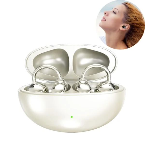 2026 Nya Clip-on Hörlurar Öppna Öron Trådlösa Bluetooth 6.0 Hörlurar, 120H Speltid, Träning-Android/iOS Vit