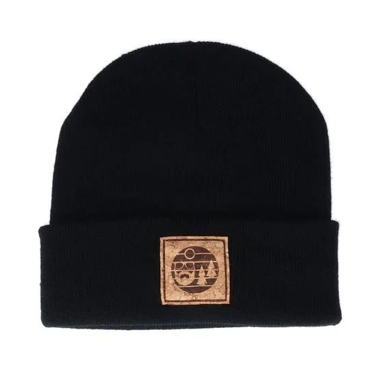 Bearded Man - Sunset Logo Patch Black Beanie Cuff Black Beanie - @ Hatstore