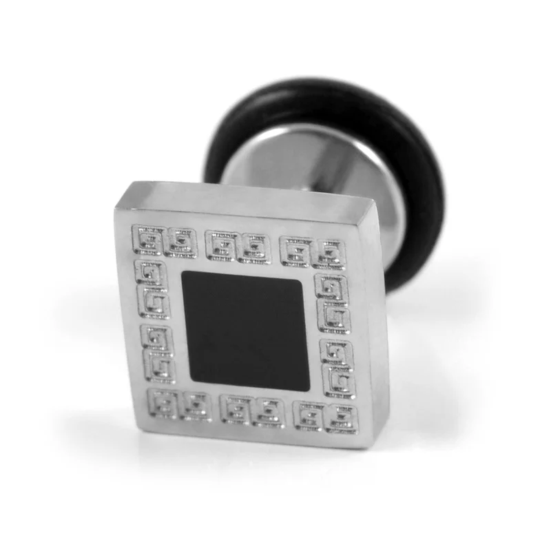 Sentio | Black Surgical Steel Aztec Stud Earring for Men - Stud earrings