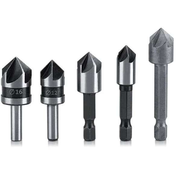 5 stk. forsenkerbor sett, metallboring