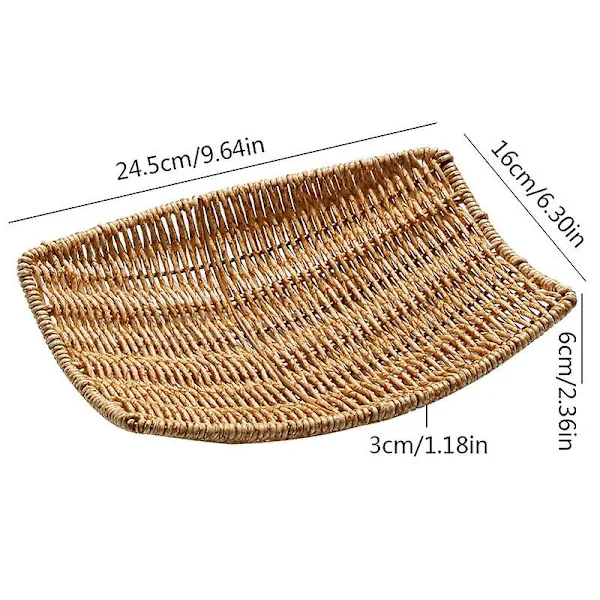 Frugtkage Madtallerken Firkantet Fletkurv Håndvævet Snack Serveringsbakke Simulation Rattan Opbevaringsbakke Brød Madtallerken