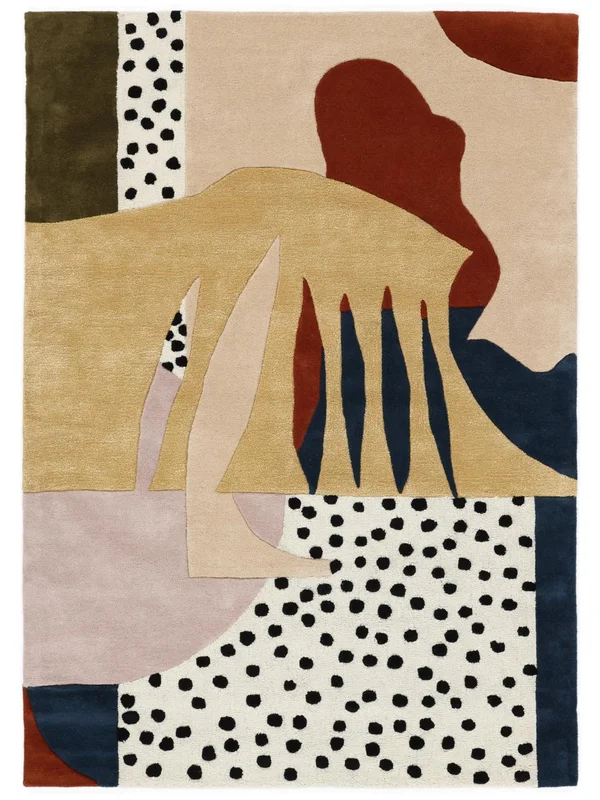 Abstrato Grande Don't Leaf Me Tapete - Bege/Multicor 250X350 Lã, Em Estilo Moderno