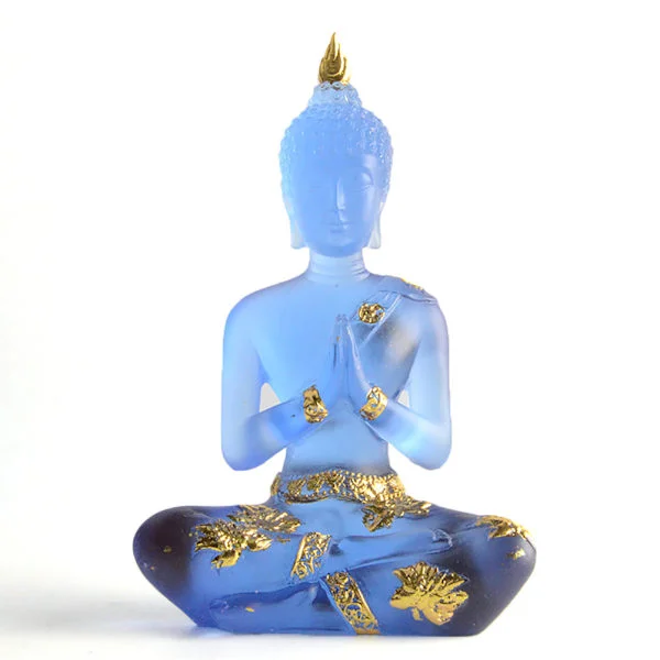 Transparent Mini Sittande Buddha Staty Harts Ornament Dekoration