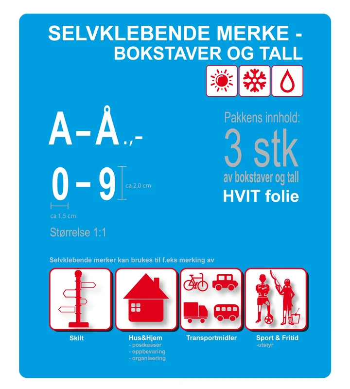 Selvklebende Merker Bokstaver Og Tall 3