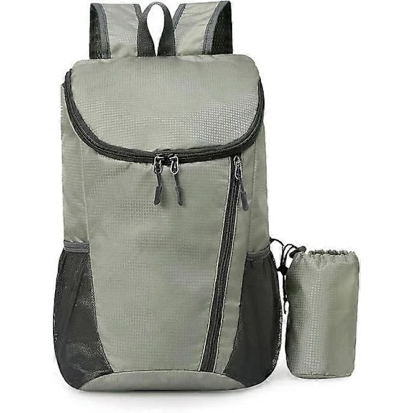 Foldable Small Waterproof Backpack, Packable Backpack for Outdoor Sports, Travel and Hiking, Casual Backpack Grey
