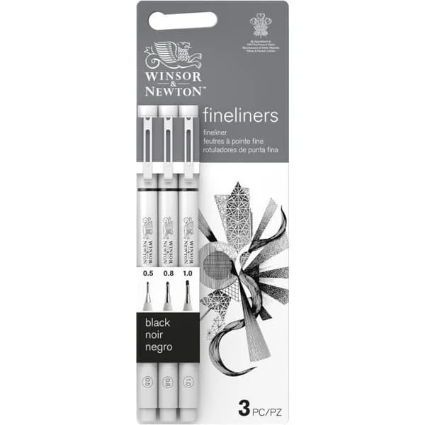 Set med 3 fineliners - Fineliners - Svart spets - Winsor & Newton