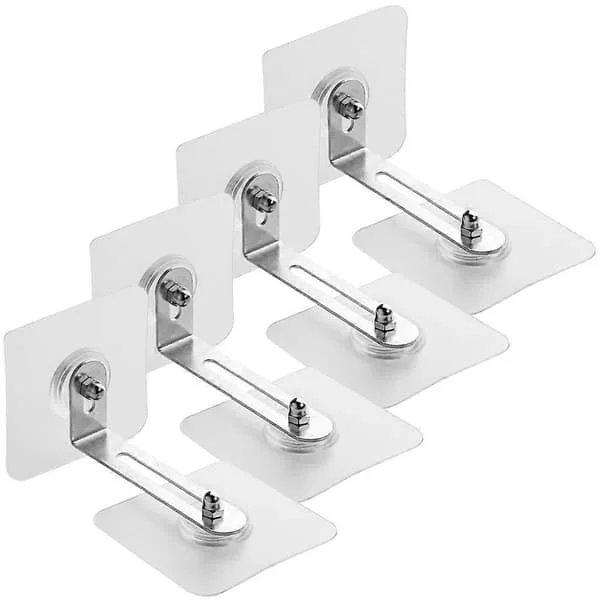 Möbelankare 4-pack Borrfri Självhäftande Rostfritt Stål Anti-tippband för Barnsäkra Skåp Byråer och Hyllor