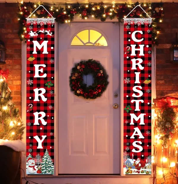 God Jul Banner Juldekorationer Jul Veranda Dörrskylt Dekor Välkomstbanner För Inomhus Utomhus Vägg Juldekorationer