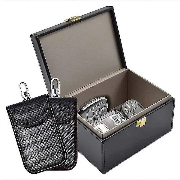 Faraday Box with 2 Signal Blocking Pouches, Anti-Theft Car Key Safe (FMY)