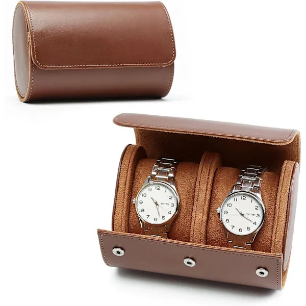 Watch Roll for 1/2/3 Watches, Vintage Watch Roll for Men, Watch Display Case, Portable Leather Watch Storage Box for Travel Br