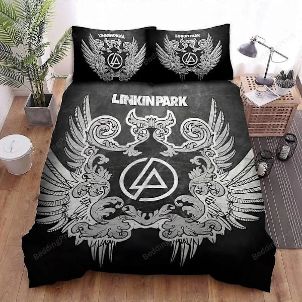 v2392 Sengetøy Linkin Park Logo Med Vinger Dynetrekk Sett Super Sengetøy 3-Delt Sengesett (1 Dynetrekk + 2 Putetrekk) Sengetøy g